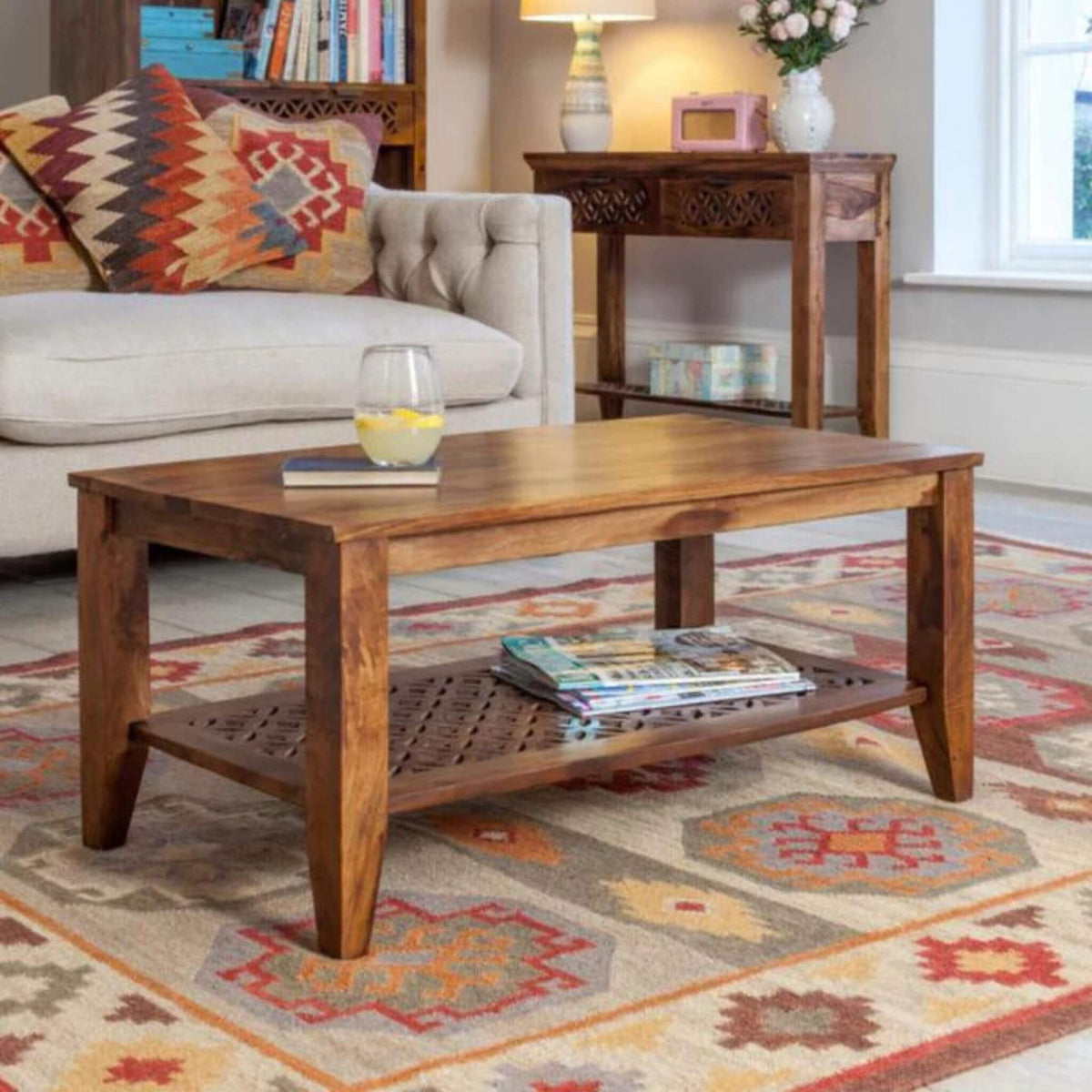 Carved Wooden Coffee Table Homez Valley