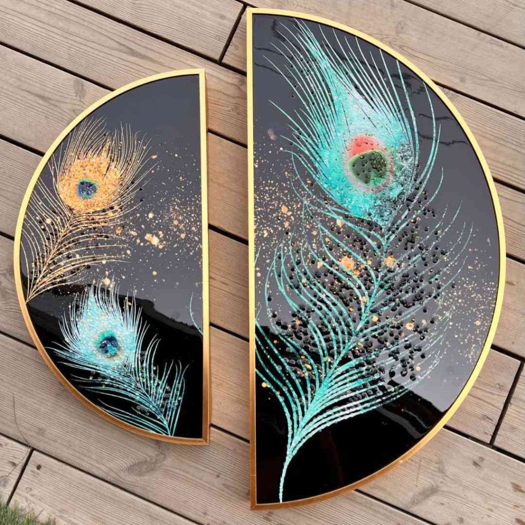 Peacock Crystal Glass Art Wall Painting – Homez Valley