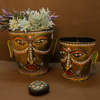 Set of 2 Iron Painted Bucket Planters – Charming Garden Duo