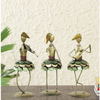 Set of 3 Green Wrought Iron Human Figurines Modern Elegance Trio