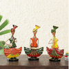 Set of 3 Multicolor Wrought Iron Human Figurines – Vibrant Elegance Trio