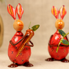 Set of 3 Small Painted Iron Rabbit