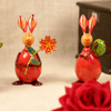 Set of 3 Small Painted Iron Rabbit