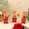 Set of 3 Small Painted Iron Rabbit